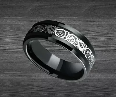 Celtic Wedding Ring With Rose Gold Inlay 8mm Tungsten Carbide Viking Ring  • $14.95