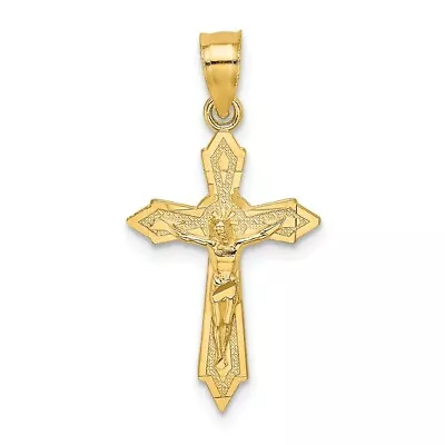 14k 14kt Yellow Gold Arrow Pointed Ends CRUCIFIX Charm PENDANT 24.7 Mm X 13 Mm • $114