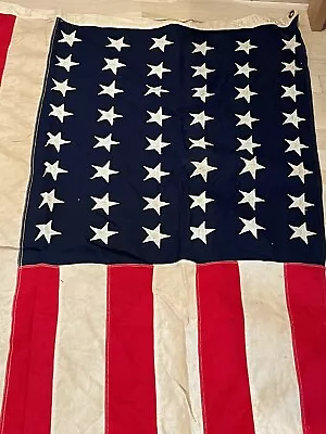 Vintage Cotton 48 Sewn Star/Stripe US American Flag “Tiger 4 X 6 “ WW1  WW2 • $125