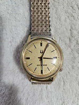  Vintage  Bulova Accutron 10K Gold Filled Bezel Tuning Fork 218 Watch • $180