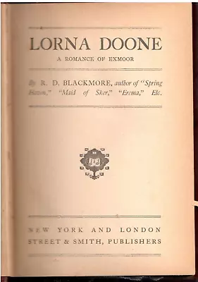 BOOK Lorna Doone A Romance Of Exmoor Vintage R. D. Blackmore (Street & Smith) • $8.50