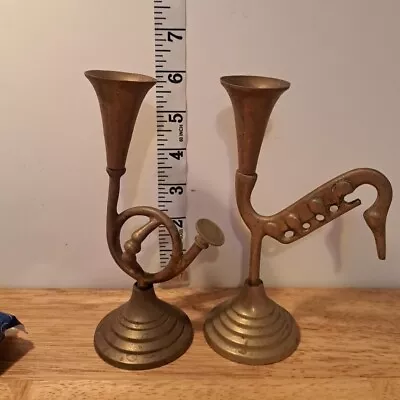 Vintage French Horn And Sax Candle Holder Brass Decoratibe Crafts Inc. India • $18.50