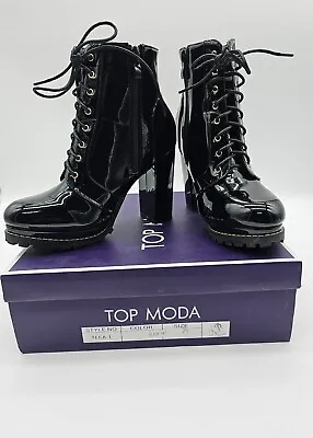 Top Moda High Heels Teca 1 Color Black Size 7 Womens Shoes Zipper Boot Heel  • $22.50