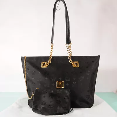 Authentic MCM  Black Jacquard Shoulder Shopper Bag + Dust Bag • $69.99