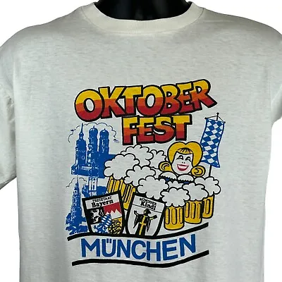 Oktoberfest Munchen Vintage 80s T Shirt Medium Beer Germany Beer Tee Mens White • $65.44