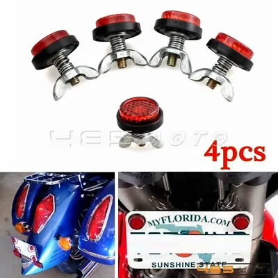 4pcs Motorcycle License Plate Tag Bolts Reflectors For Bobber Choppers Cruisers • $6.43