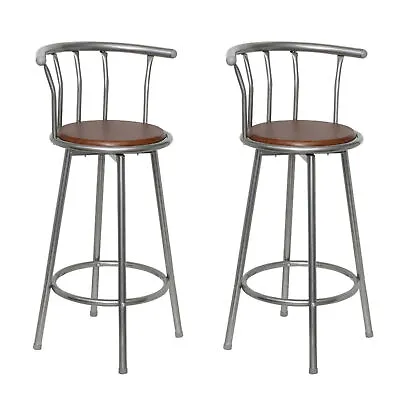 Set Of 2 Bar Stools Breakfast Kitchen Bar Stool Barstools Wooden  Brown R8Z3 • £131.99