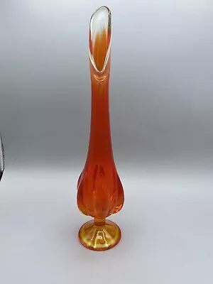 Vintage Viking 6 Petal Epic Persimmon Swung Vase Orange Vase 12 Inches • $56