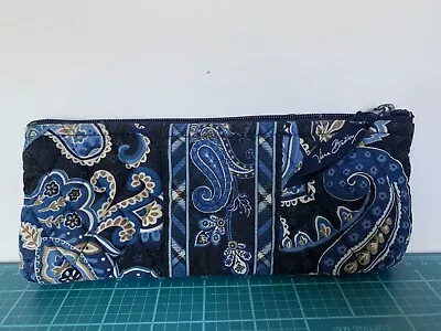 Vera Bradley Zipper BRUSH/PENCIL /COSMETIC CASE In  Shades Of Blue PAISLEY VGUC! • $7.75