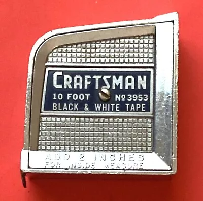 Vintage USA Craftsman 10’ Foot Flexible Tape Measure No. 3953 Black&White • $5.50