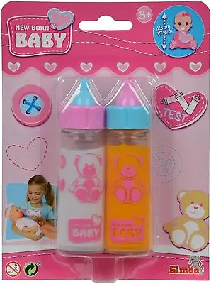 Simba SmobyDoll Set Of 2 Dolls Feeding Bottles New Born Baby Doll Magic Milk Toy • £7.49