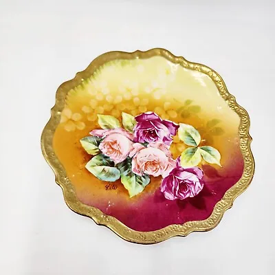 American Beauty Germany Hand Painted 8.25” Plate C.T. Porcelain Signed Orange • $24.99