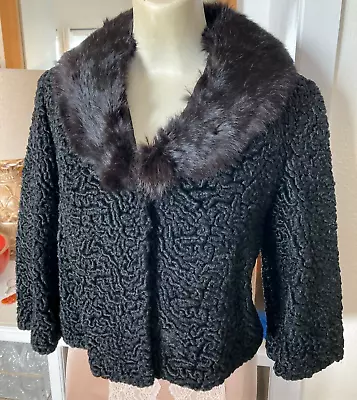 Vintage Curly Lamb Mink Bolero Jacket Small • $119