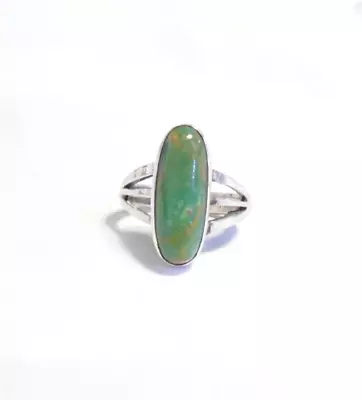 Native American Oval Green Morenci Turquoise Sterling Silver Ring • $58