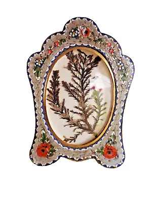 Vintage Micro Mosaic Easel Back Picture Frame 4.5x3.25  Italian Floral • $74.95