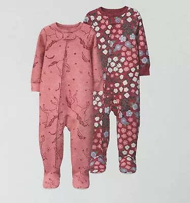 Carter's Baby Girls 2-Pack Fleece Footed Full-Zip Pajamas Size 18M Pink/Red • $13.59