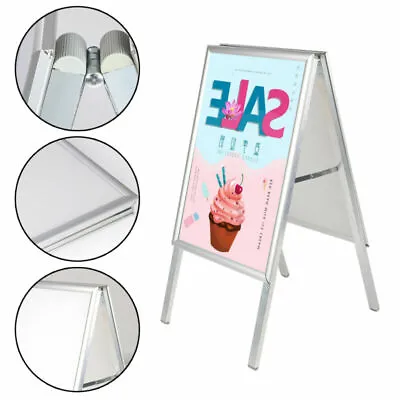 A2 Pavement Sign Poster Snap Frame Display Stand Advertising Boards Double Side • £29.79