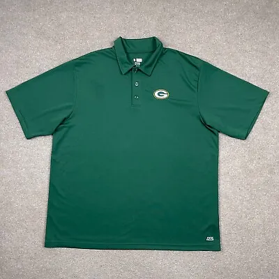 Green Bay Packers Polo Shirt Mens Size 2XL Green NFL Football Short Sleeve • $4.48