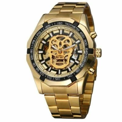 £18.98 • Buy Men's Skull Skeleton Automatic Mechanical Watches Stainless Steel Wrist Watch