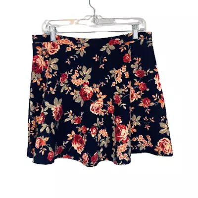 Soprano Floral Mini Circle Skater Skirt Navy Blue Red Pink Sz L • $20