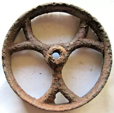 Antique Steampunk Ny Brick Factory Dolly Cart Cast Iron Wheel 4 3/8  X 7/8  Used • $8.50