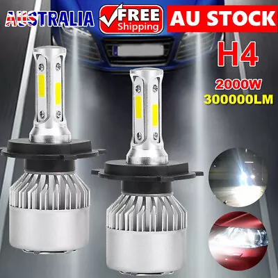 2x H4 LED Headlight Globes Lamp Bulb High Low Beam 9003 2000W 6000K Replacement • $15.85