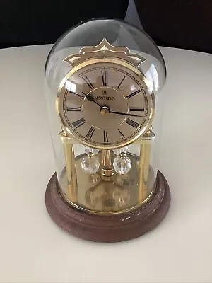 Montreux Vintage Glass Dome Mantle Quartz Clock - Works Great - 7  Tall • $25