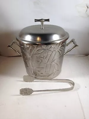 Vintage Aluminum Bamboo Ice Bucket With Tongs • $15.67