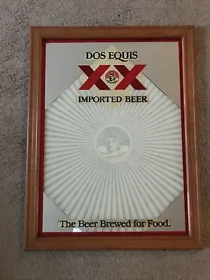 Vintage Original Dos Equis XX Brewing Advertising Mirror 26” Framed Bar Pub Sign • $39