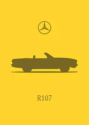 POSTER - MERCEDES BENZ SL R107 - (A4 A3 A2) Print Car Silhouette • £12.49