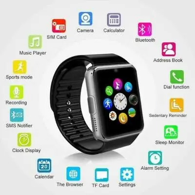$29.99 • Buy Bluetooth Smart Watch GT08 SIM Card For Child Kids Tracker Phone Watch Camera