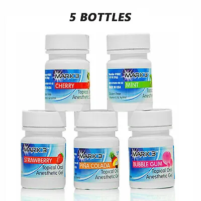 5 Bottles US MARK3 Dental Topical Anesthetic Gel 20%Benzocaine 1OZ Jar Exp.06/25 • $25.99