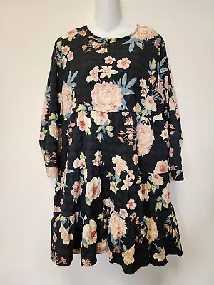 Zara Women XXL Dress Floral Babydoll Tier Long Sleeve Flirt Girly Short Barbie • $18.73