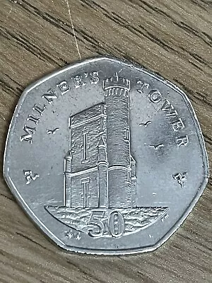 2008 Isle Of Man MILNER TOWER 50p Coin - Very Nice Clean Condition • £3.99