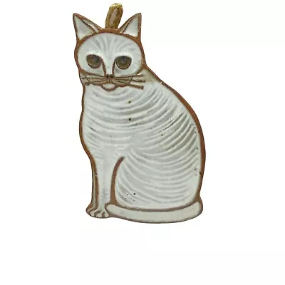 Victoria Littlejohn Ceramic Cat Shape Wall Hanging Vintage White Gray Brown  • $28.99