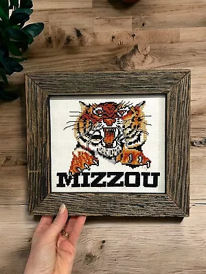 University Of Missouri Mizzou Tiger Framed Cross Stitch Embroidery Needle Art • $32.99