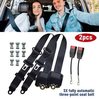 2Pack Retractable 3 Point Safety Seat Belt Straps Car Vehicle Adjustable Belt • $33.69