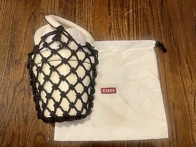 Staud Bucket Bag Tan Brown Leather Moreau Net Rope Women’s Purse Small Mini Tote • $65