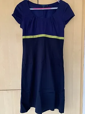 Boden Colour Block Short Sleeve Dress Size 10 Blue / Navy Blue / Yellow-green • £9.50