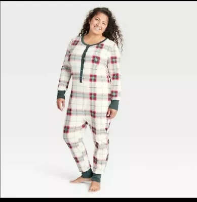 Hearth & Hand With Magnolia Plaid Long John Pajamas Unisex Medium  • $13.90