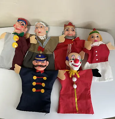 $33.99 • Buy Lot Of 6 Vintage Punch & Judy Rubber Face Hand Puppets 60s - Mr. Rogers