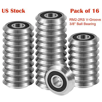 $54.99 • Buy 16 Pack RM2-2RS 3/8  Premium Rubber Sealed V W Groove Roller Ball Bearing V-Guid