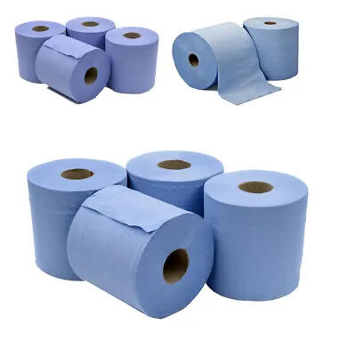 6 X Jumbo Workshop Hand Towels Rolls 2 Ply Centre Feed Wipes Embossed Tissue • £11.99