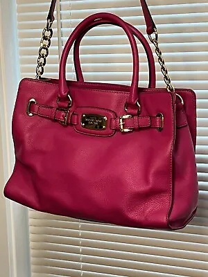 Michael Kors FUCHSIA PINK Hamilton Large East West Leather Tote NICE $368 Retail • $68.99