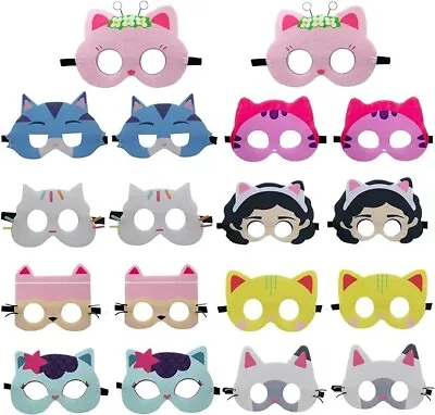 18 Packs Dollhouse Felt Masks For Kids Party Favors Cat Dollhouse Themed Party • £30.35