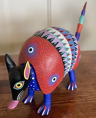 Vtg Mexican Oaxacan Alebrije Folk Art Painted Wood Anteater Carving Signed NR • $1