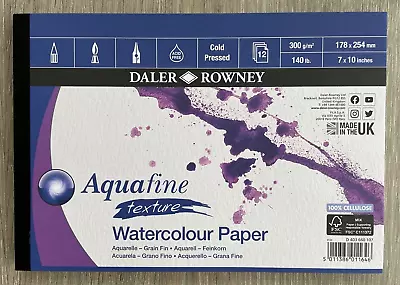 Daler Rowney 7 X 10'' Aquafine Artists Watercolour Textured 300gsm Pad 12 Sheets • £7.89