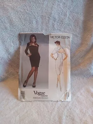 Victor Costa UNCUT 2589 Vogue Pattern Open Back Pencil Dress Sz 8-10-12 • $10