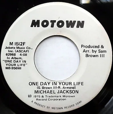MICHAEL JACKSON 45 One Day In Your Life PROMO Motown 1975 1981 SOUL King Of POP • $14.95