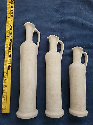 Hand Made And Texture Painted Set Of 3 Beige Vases 13 11.5 And 9 Inches • $40